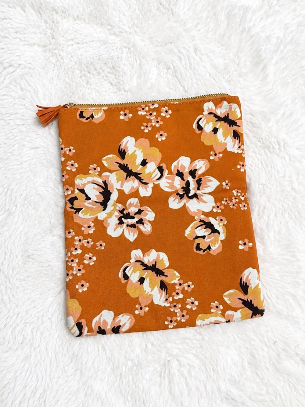 Rachel Pally Floral Orange Fold-Over Clutch with Tassel